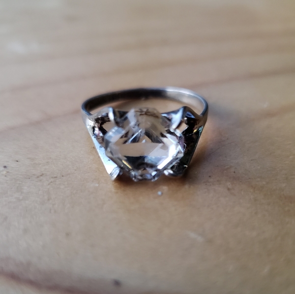 Large Signed Designer Uncas Sterling Silver Faux Diamond Solitaire Ring - Picture 2 of 7